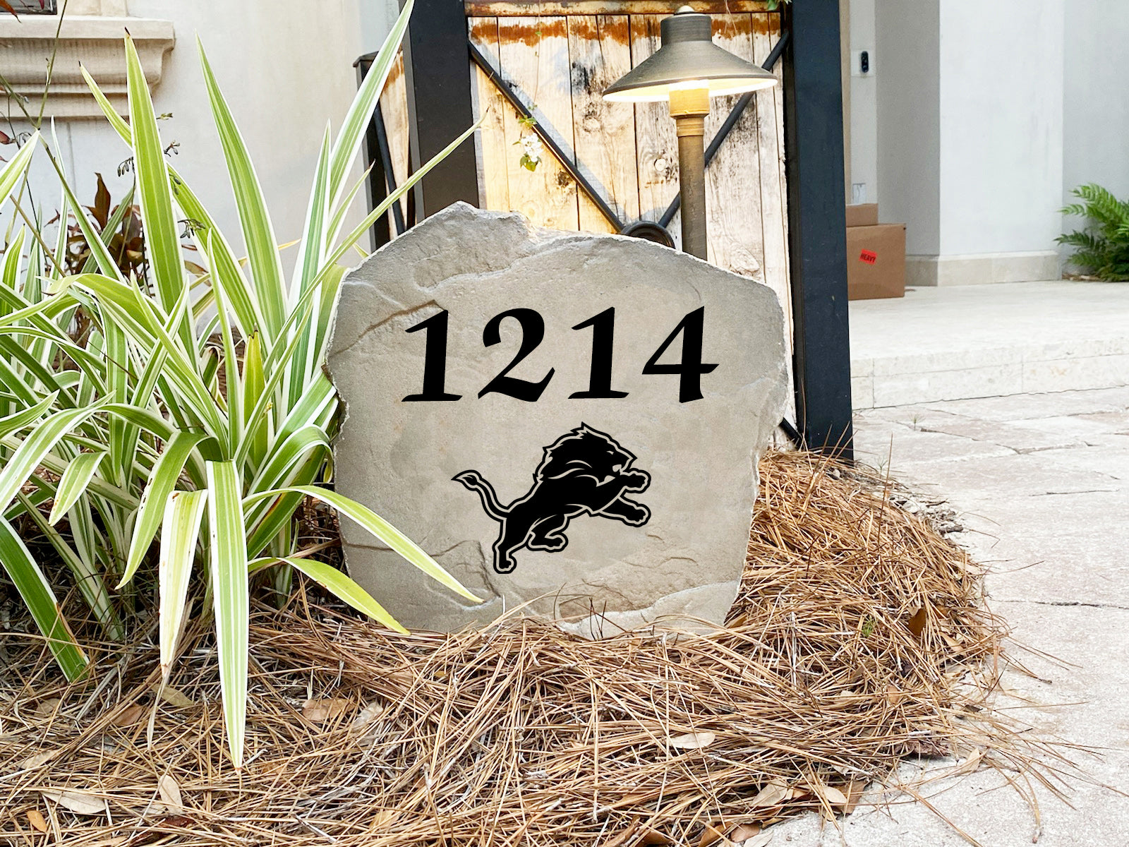 Detroit Lions Design-A-Stone Landscape Art Address Stone