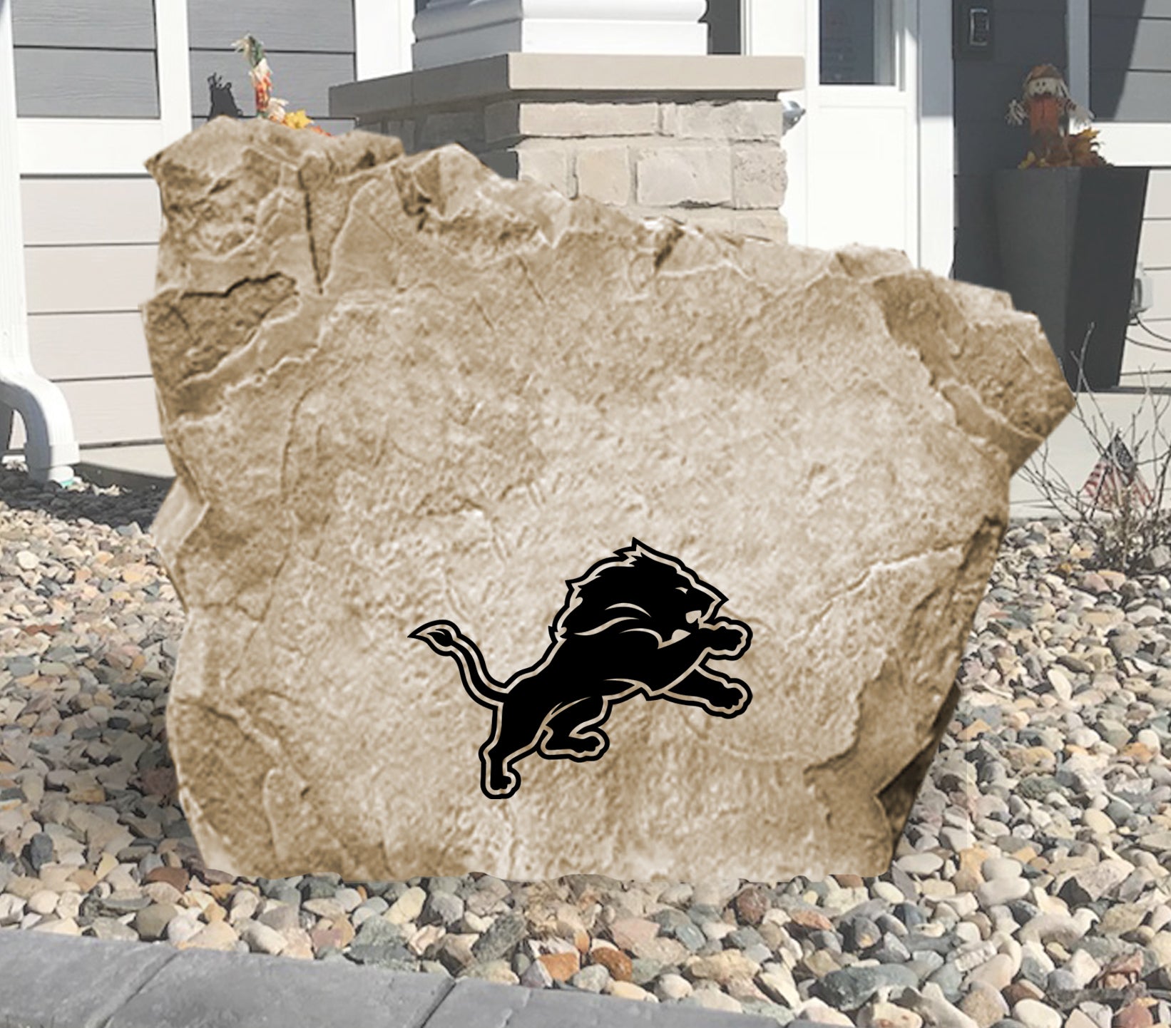 Detroit Lions Design-A-Stone Landscape Art Address Stone