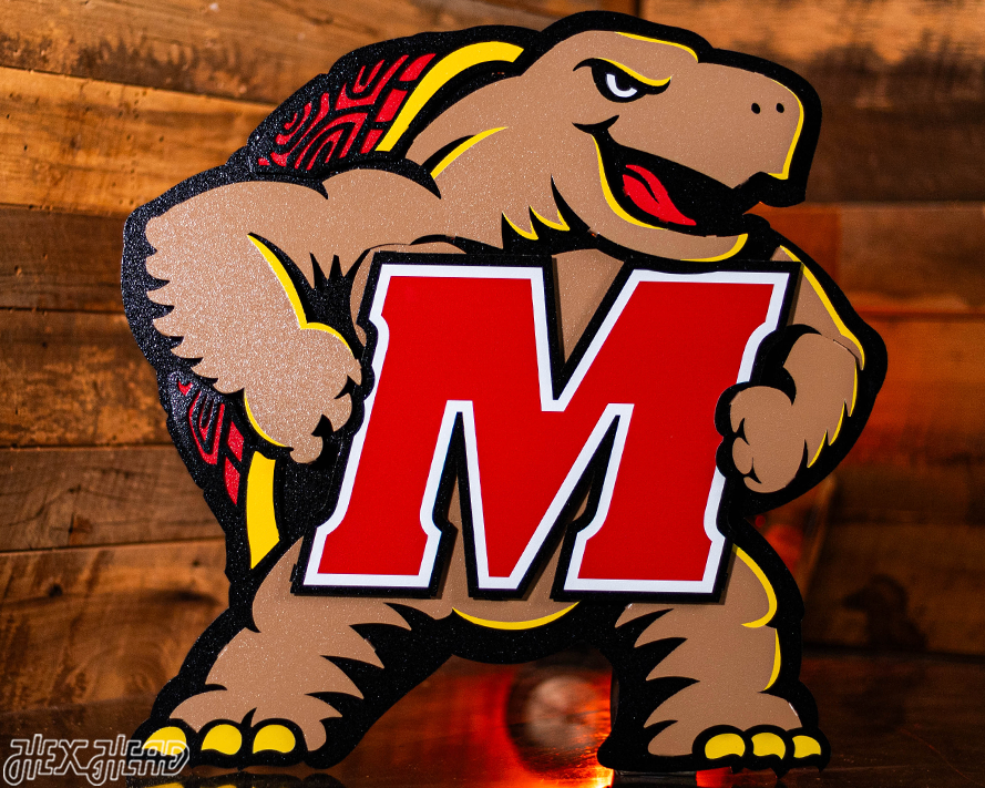 Maryland Terrapins "Testudo" 3D Vintage Metal Wall Art