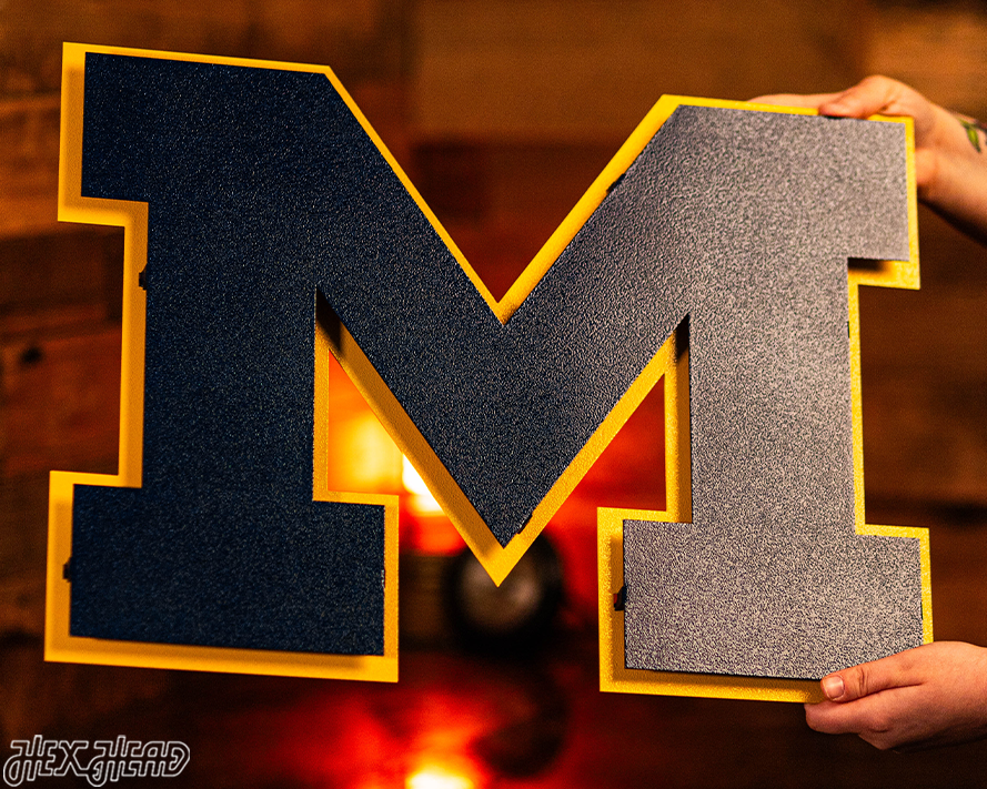 Michigan Wolverines "Block M" Blue Metal Wall Art