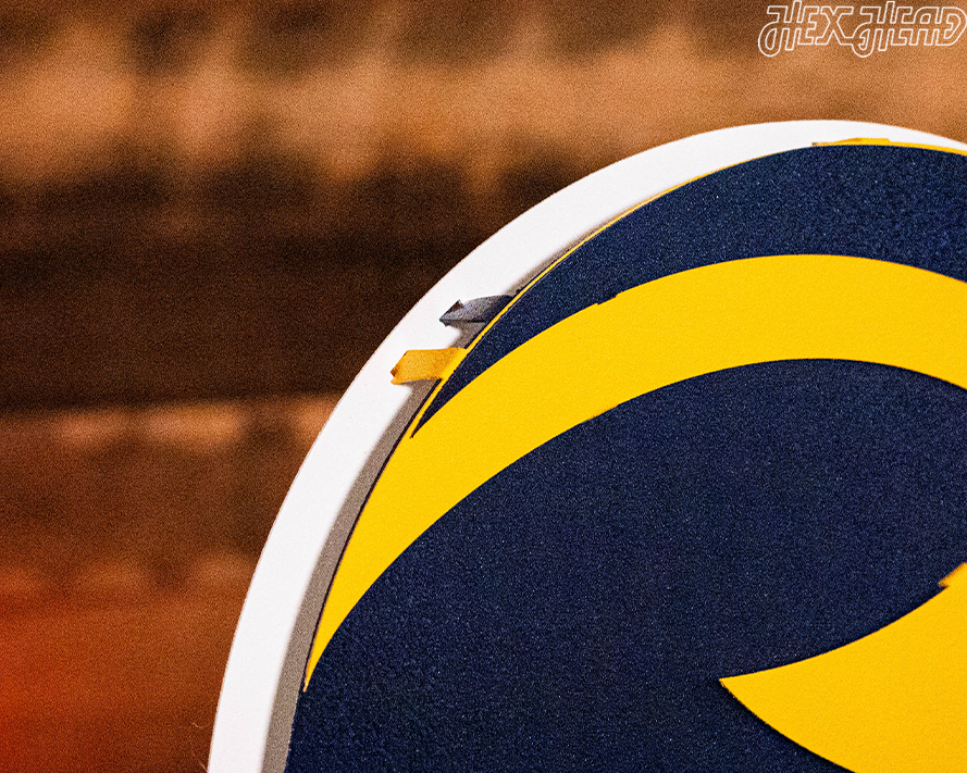 BLITZ Collection- 8 Layer Michigan Wolverines "Winged" Helmet 3D Metal Wall Art