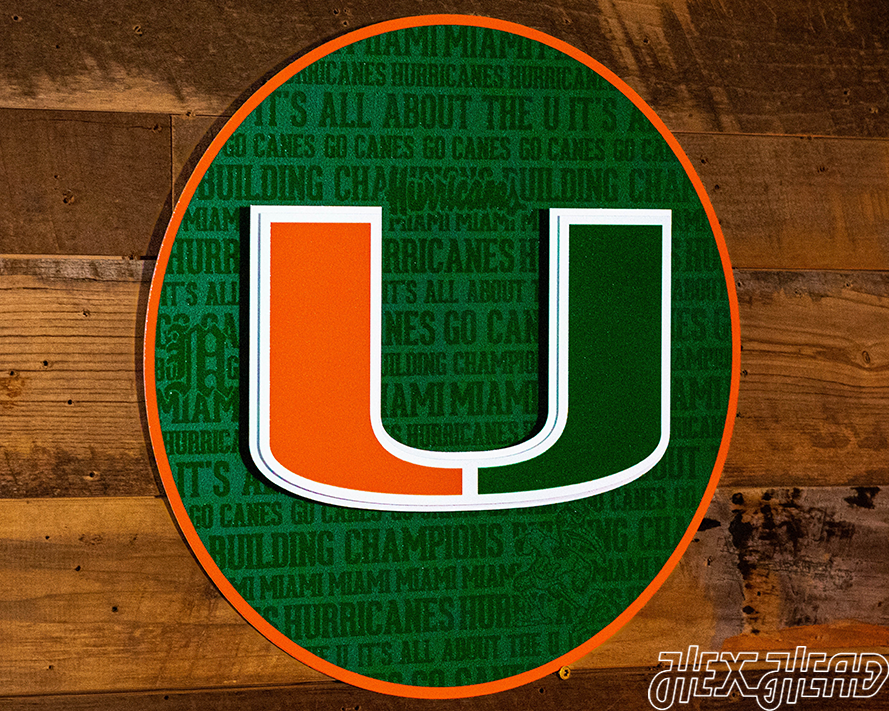 Miami Hurricanes CRAFT SERIES 3D Vintage Metal Wall Art