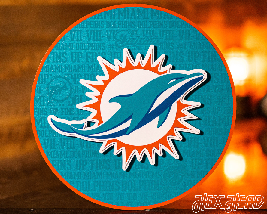 Miami Dolphins 3D Vintage Metal Wall Art