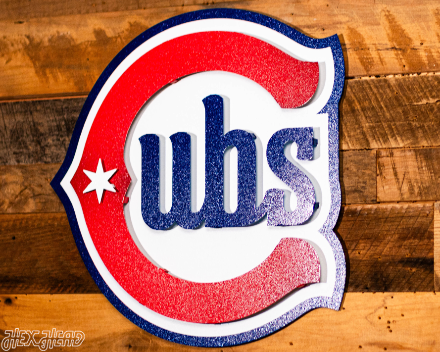 Chicago Cubs Alternate Logo 3D Metal Wall Art
