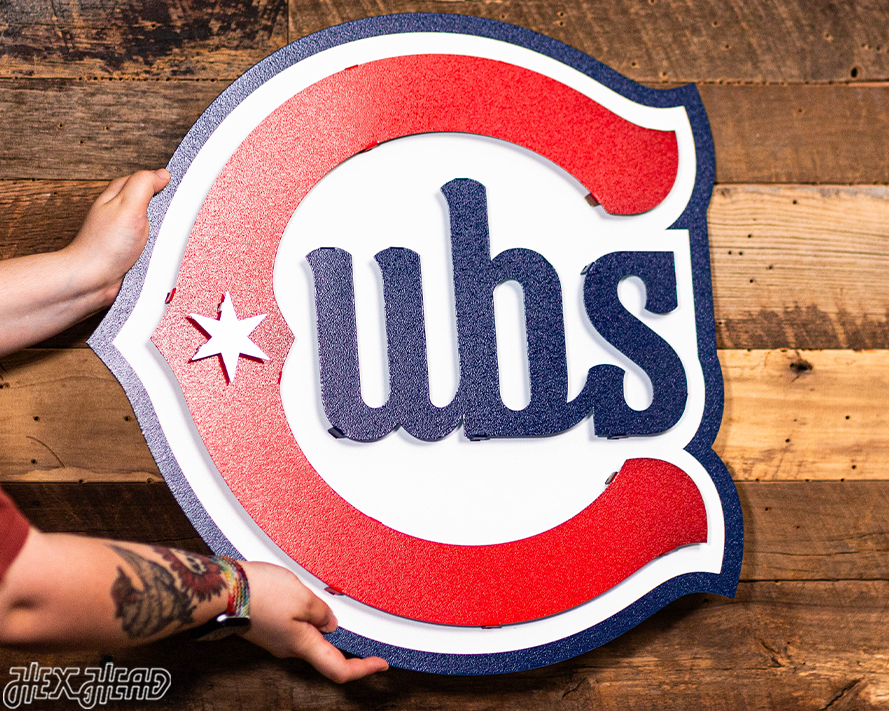 Chicago Cubs Alternate Logo 3D Metal Wall Art