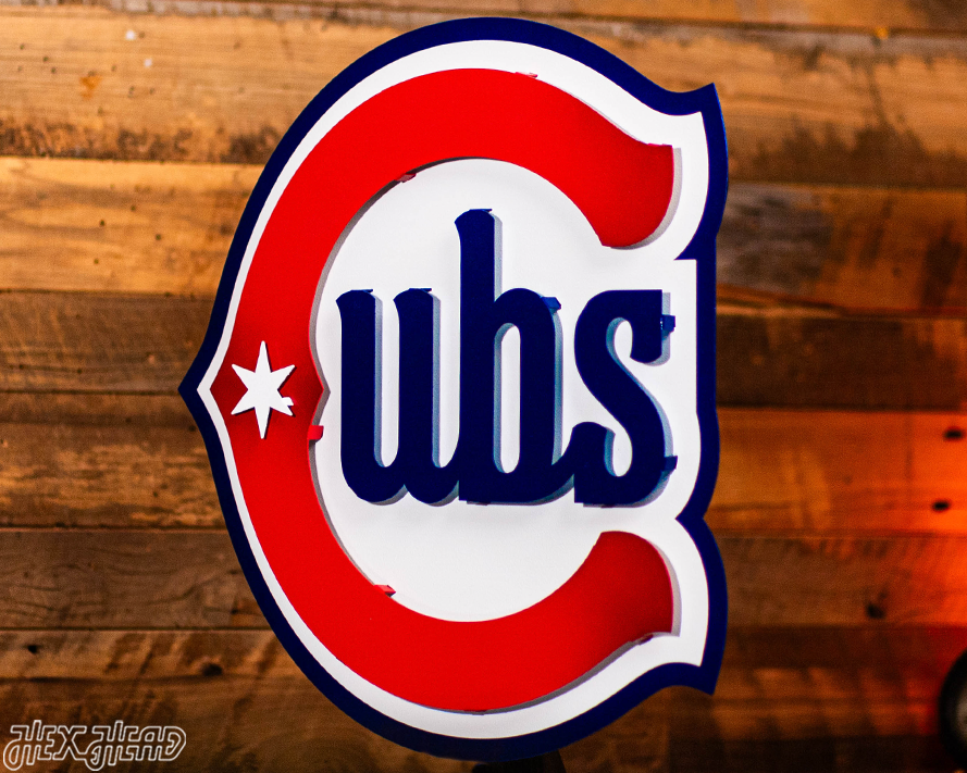 Chicago Cubs Alternate Logo 3D Metal Wall Art