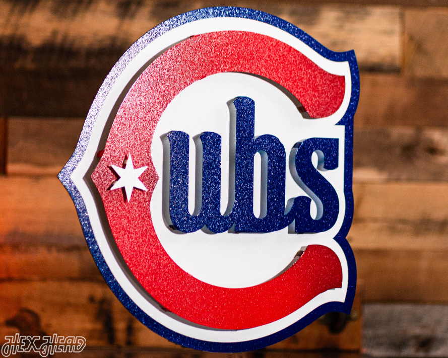 Chicago Cubs Alternate Logo 3D Metal Wall Art