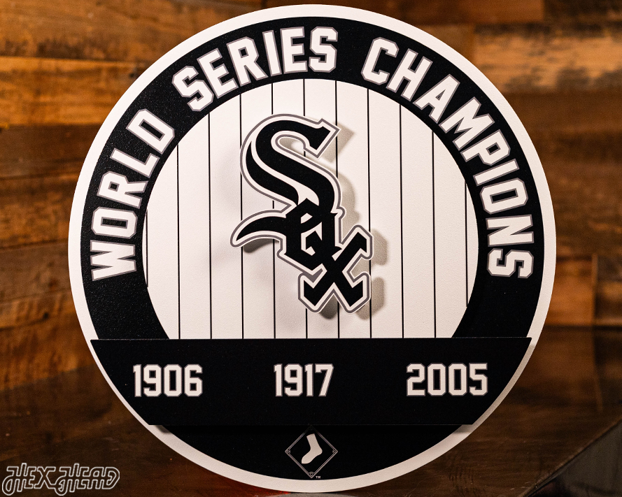 Chicago White Sox DYNASTY - World Series Wins w/ Replaceable Icon Plate 3D Vintage Metal Wall Art
