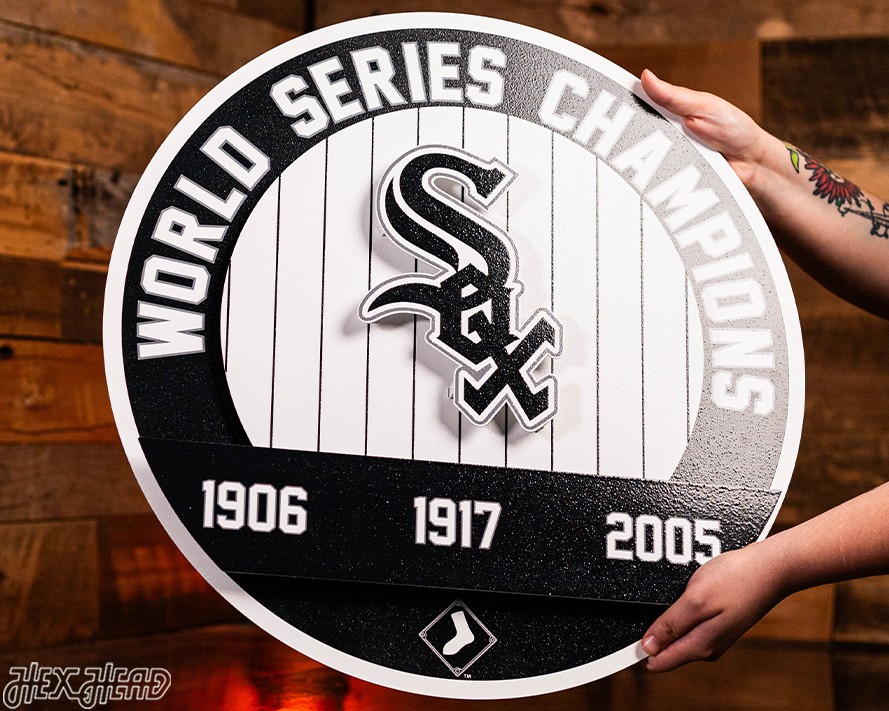 Chicago White Sox DYNASTY - World Series Wins w/ Replaceable Icon Plate 3D Vintage Metal Wall Art