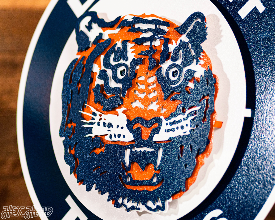 Detroit Tigers Crest Logo 3D Metal Wall Art