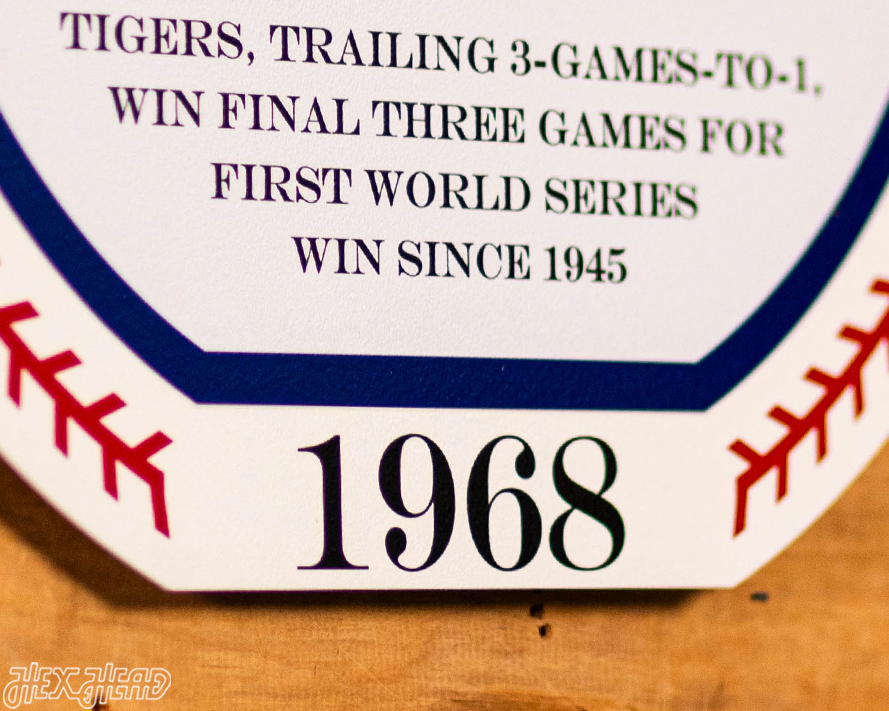 VARSITY Collection- SINGLE Layer 1968 World Series Detroit Tigers Metal Wall Art