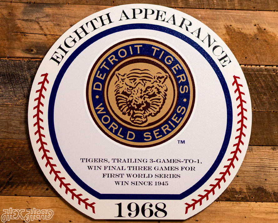 VARSITY Collection- SINGLE Layer 1968 World Series Detroit Tigers Metal Wall Art