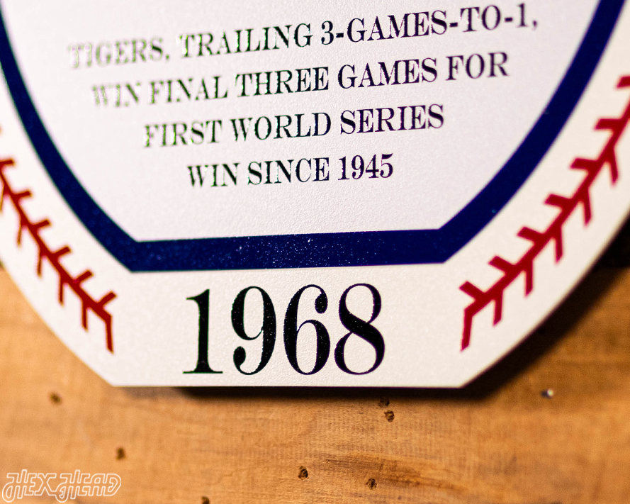 VARSITY Collection- SINGLE Layer 1968 World Series Detroit Tigers Metal Wall Art