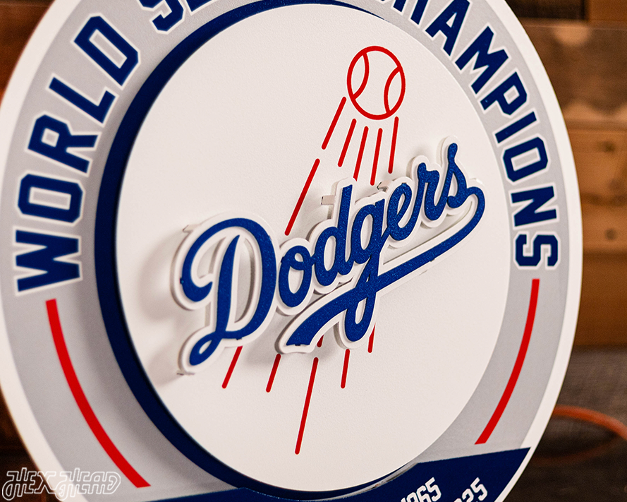Los Angeles Dodgers DYNASTY - World Series Wins / Replaceable Icon Plate 3D Vintage Metal Wall Art