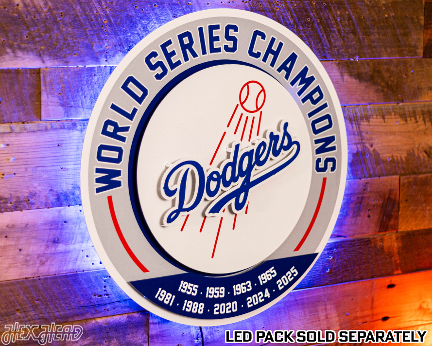 Los Angeles Dodgers DYNASTY - World Series Wins / Replaceable Icon Plate 3D Vintage Metal Wall Art