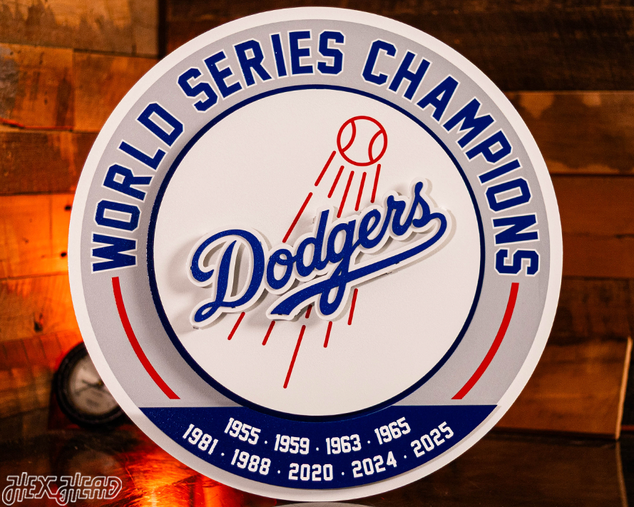 Los Angeles Dodgers DYNASTY - World Series Wins / Replaceable Icon Plate 3D Vintage Metal Wall Art