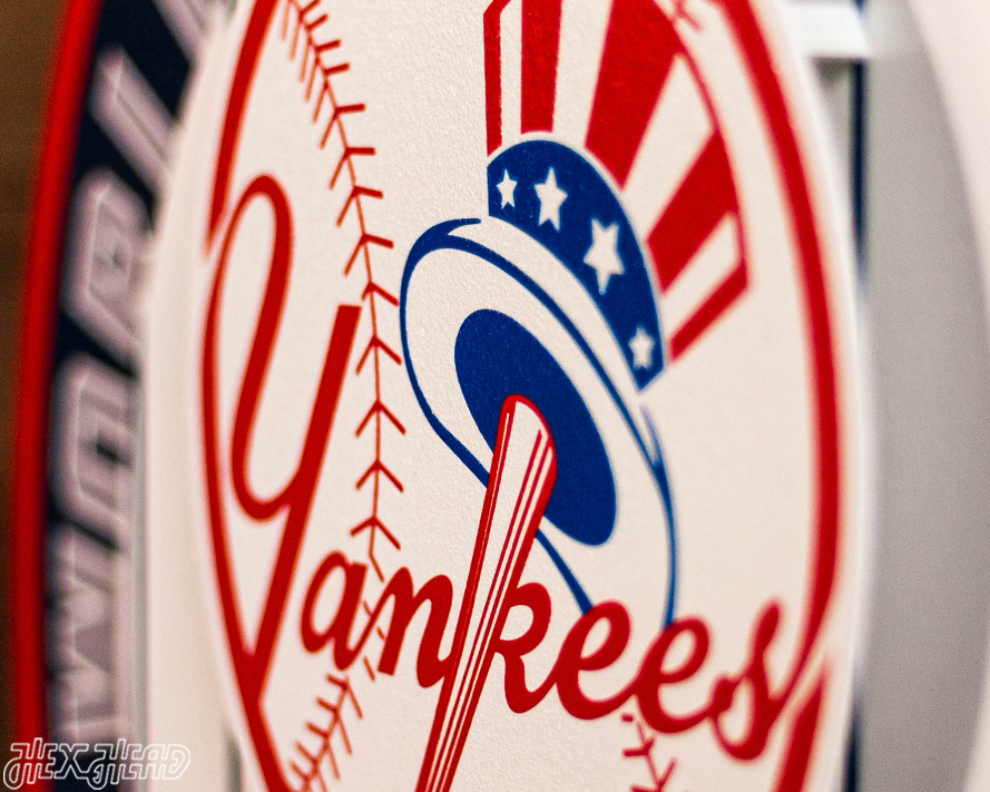 New York Yankees DYNASTY - World Series Wins w/ Replaceable Icon Plate 3D Vintage Metal Wall Art