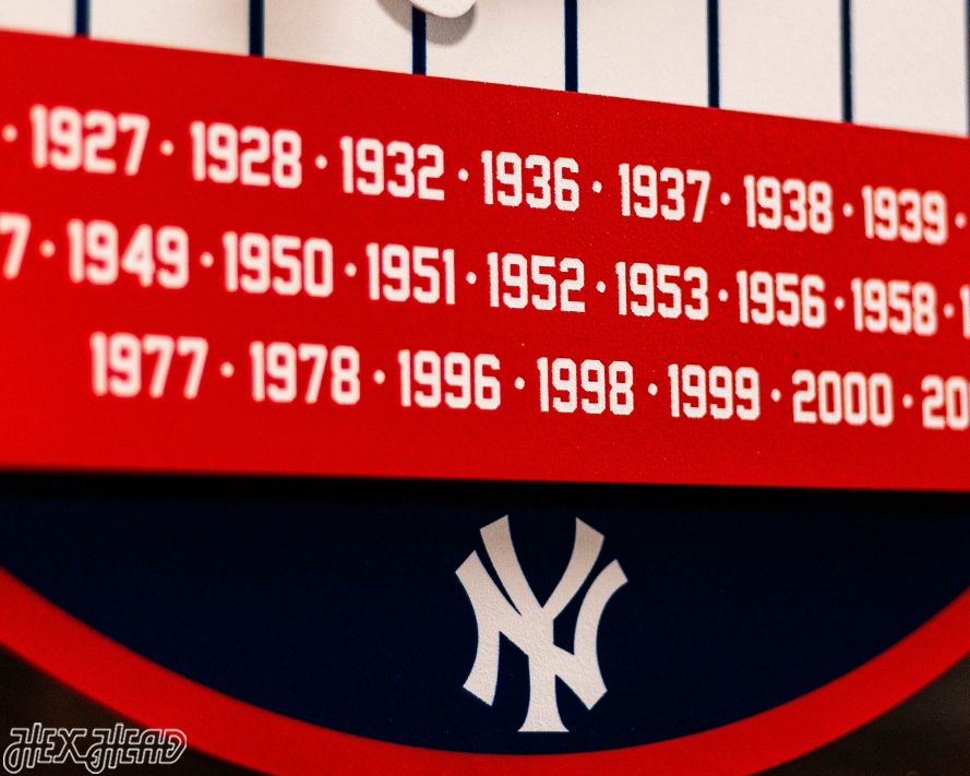 New York Yankees DYNASTY - World Series Wins w/ Replaceable Icon Plate 3D Vintage Metal Wall Art