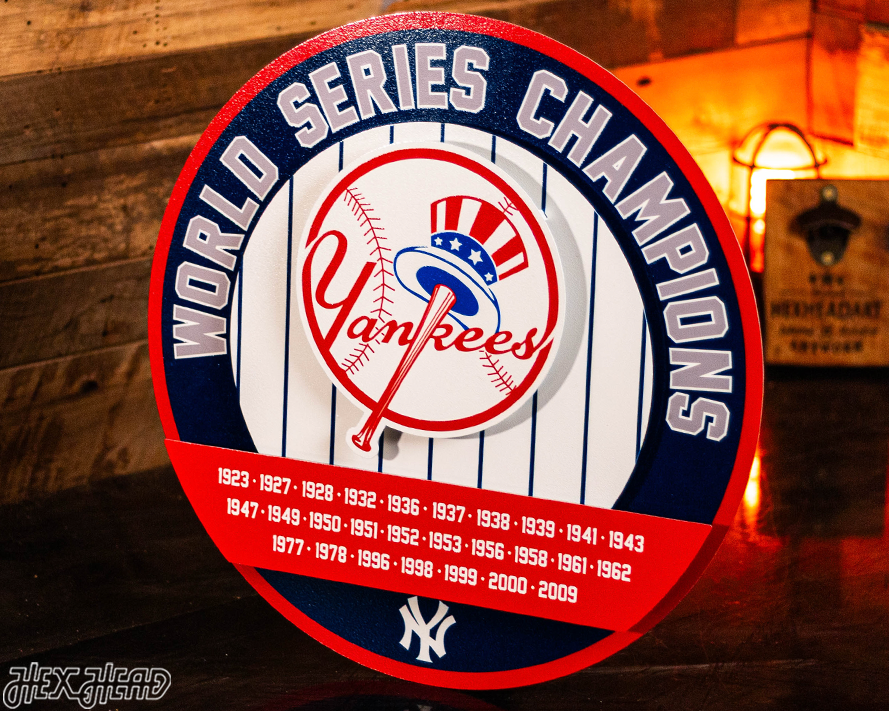 New York Yankees DYNASTY - World Series Wins w/ Replaceable Icon Plate 3D Vintage Metal Wall Art