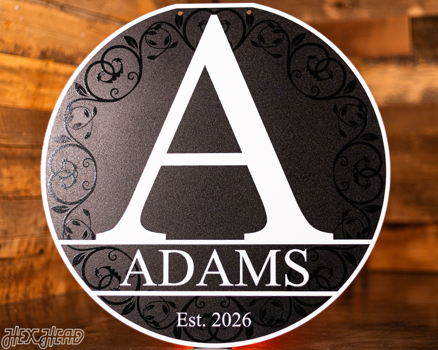 Personalized Monogram Metal Art Floral Design