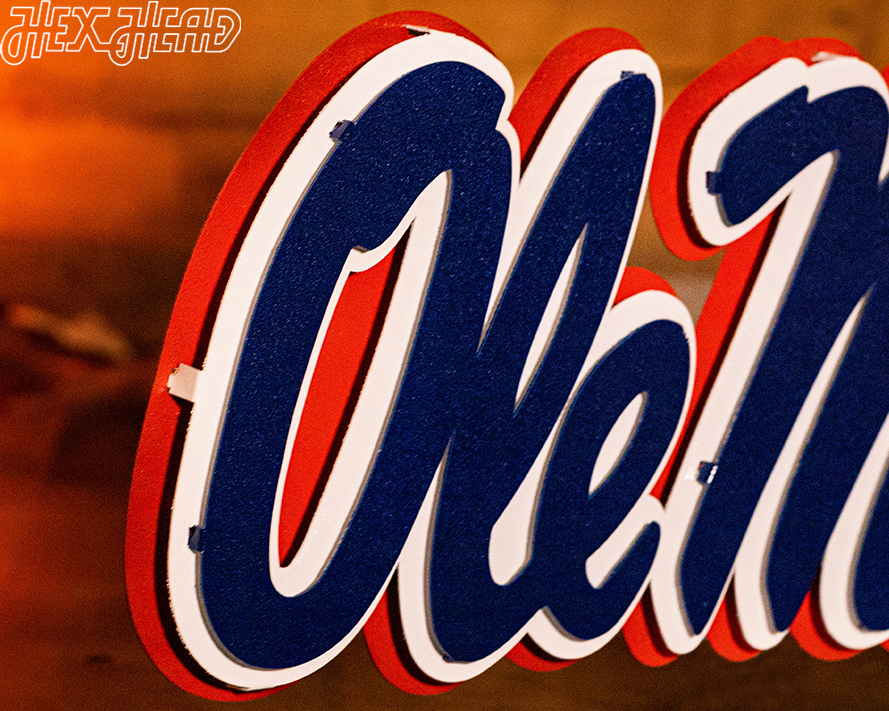 Mississippi Ole Miss Script 3D Vintage Metal Wall Art