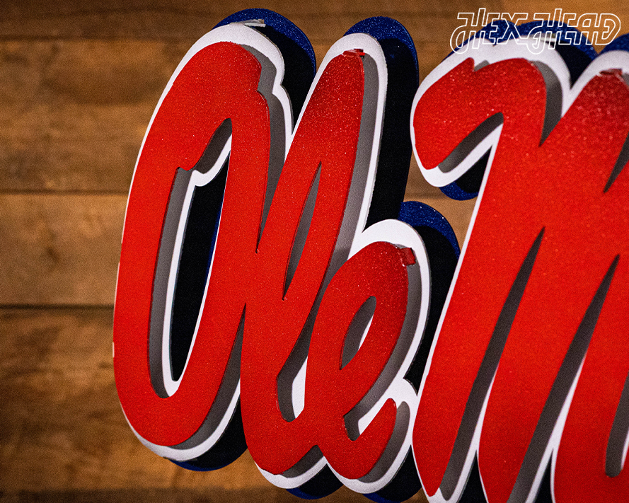 Mississippi Ole Miss Script 3D Vintage Metal Wall Art