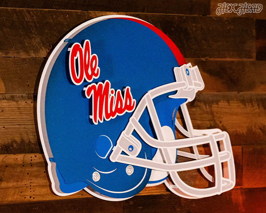 BLITZ Collection - 8 Layer Mississippi Ole Miss Helmet 3D Metal Wall Art