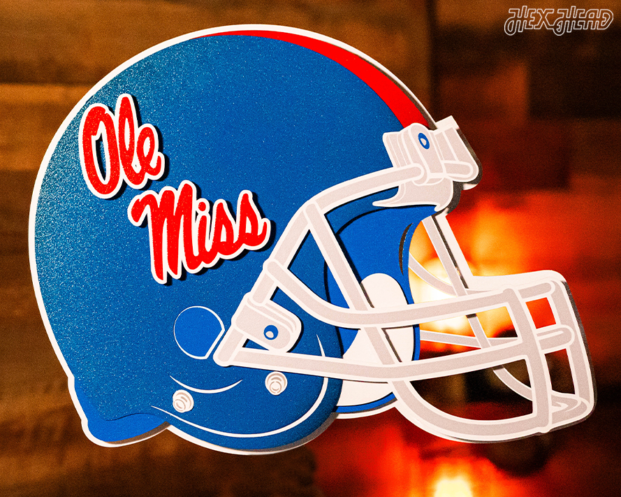 BLITZ Collection - 8 Layer Mississippi Ole Miss Helmet 3D Metal Wall Art