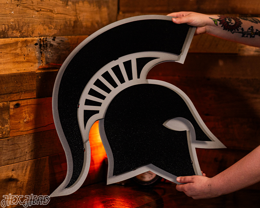 MONOCHROME - Michigan State "Spartan Helmet" 3D Vintage Metal Wall Art
