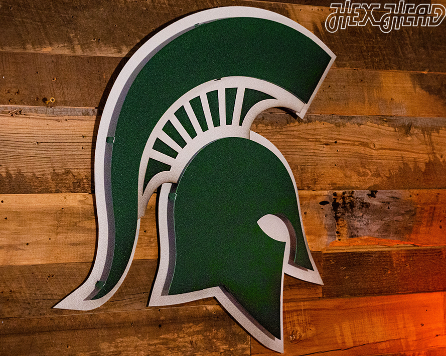 Michigan State "Spartan Helmet" 3D Vintage Metal Wall Art