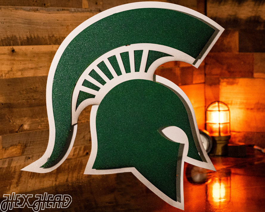 Michigan State "Spartan Helmet" 3D Vintage Metal Wall Art