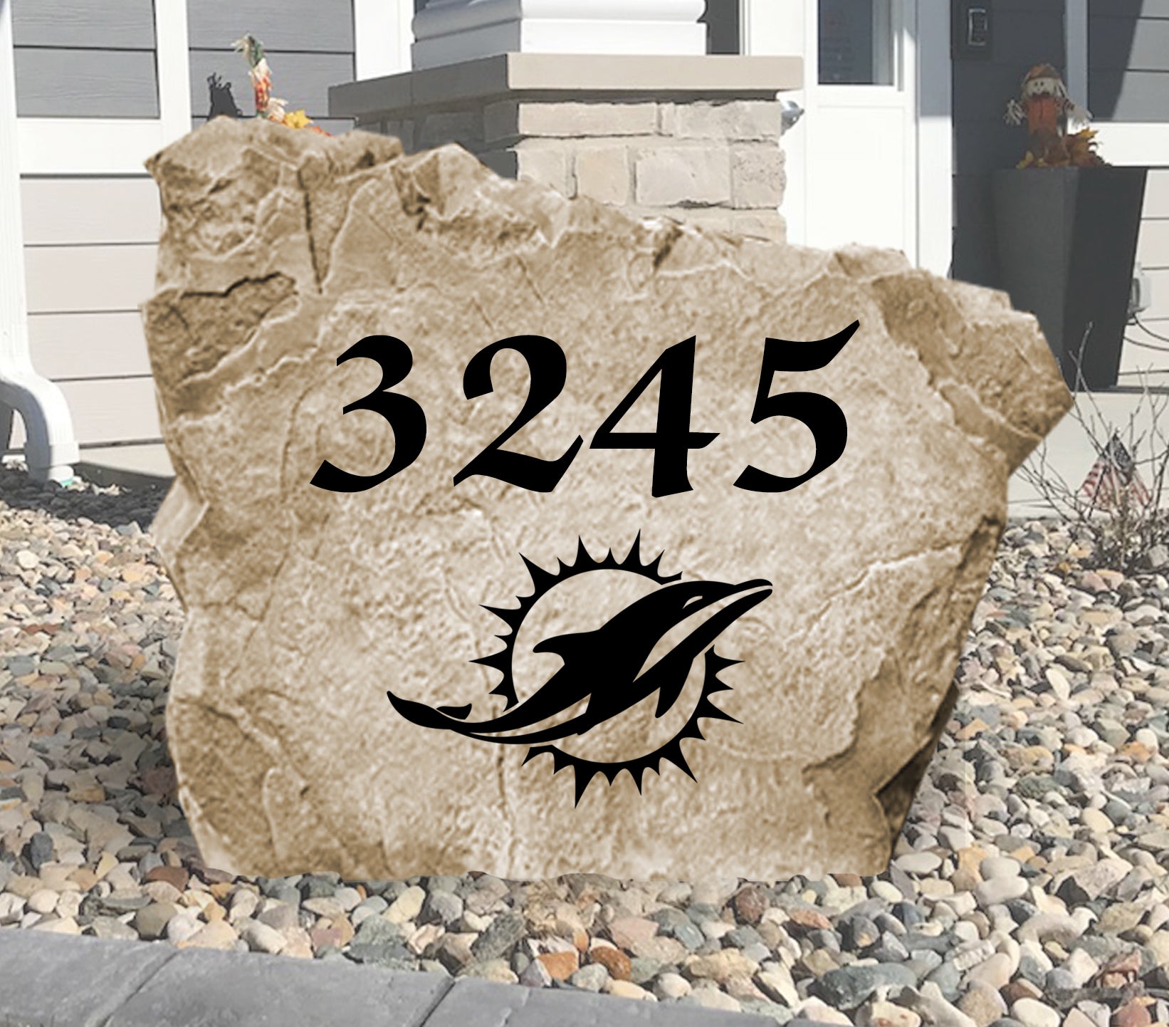 Miami Dolphins Design-A-Stone Landscape Art Address Stone