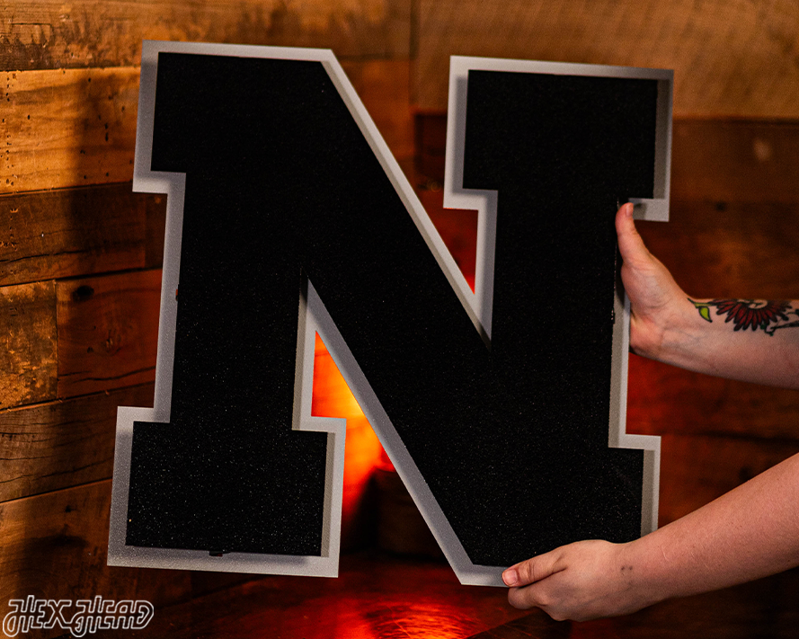 MONOCHROME - Nebraska Huskers "N" 3D Vintage Metal Wall Art
