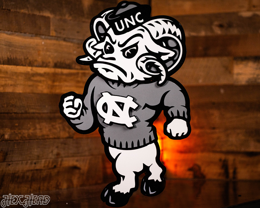MONOCHROME - North Carolina Tar Heels "Rameses" 3D Vintage Metal Wall Art