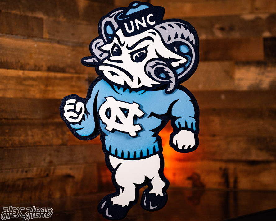 North Carolina Tar Heels "Rameses" 3D Vintage Metal Wall Art