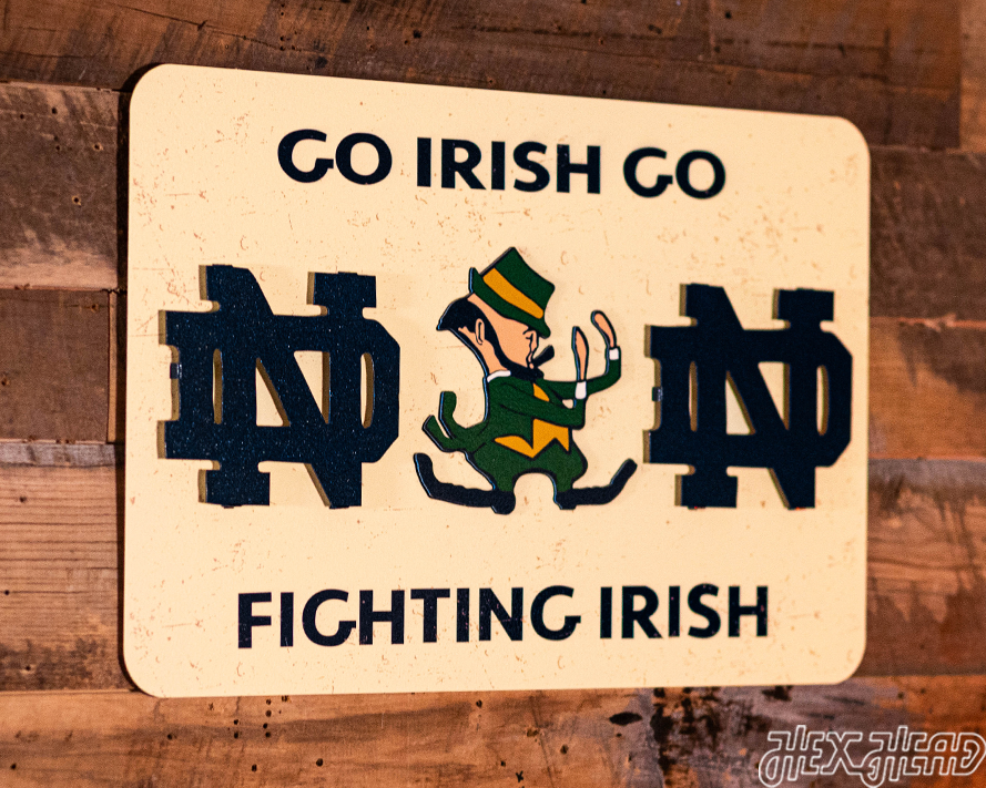 Notre Dame "GO IRISH GO" GIFT COLLECTION 3D Vintage Metal Wall Art
