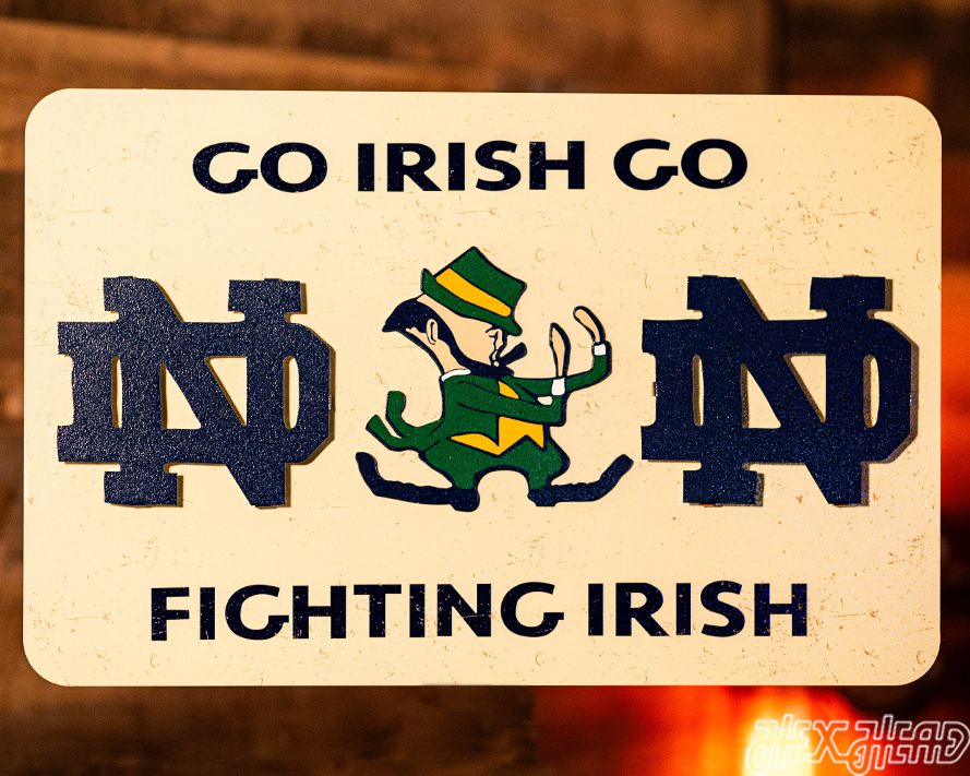 Notre Dame "GO IRISH GO" GIFT COLLECTION 3D Vintage Metal Wall Art
