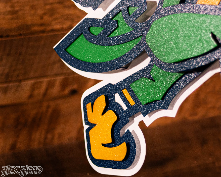 Notre Dame Fighting Irish Football Leprechaun 3D Vintage Metal Wall Art