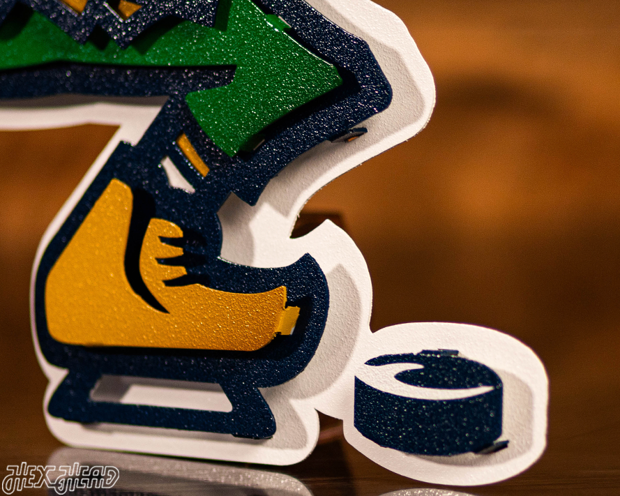 Notre Dame Fighting Irish Hockey Leprechaun 3D Vintage Metal Wall Art