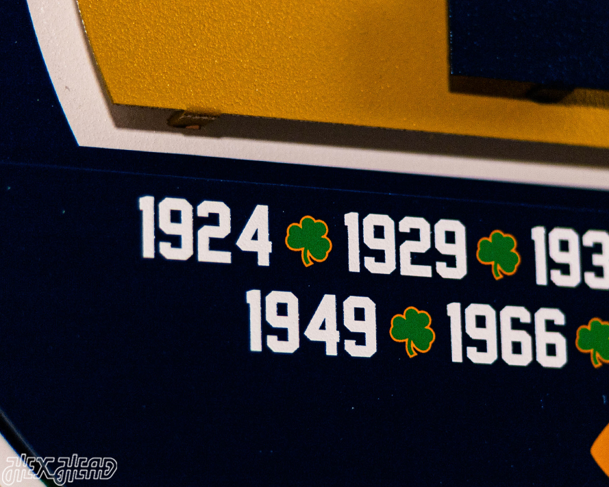 Notre Dame DYNASTY - Football National Champions Wins w/ Replaceable Icon Plate 3D Vintage Metal Wall Art