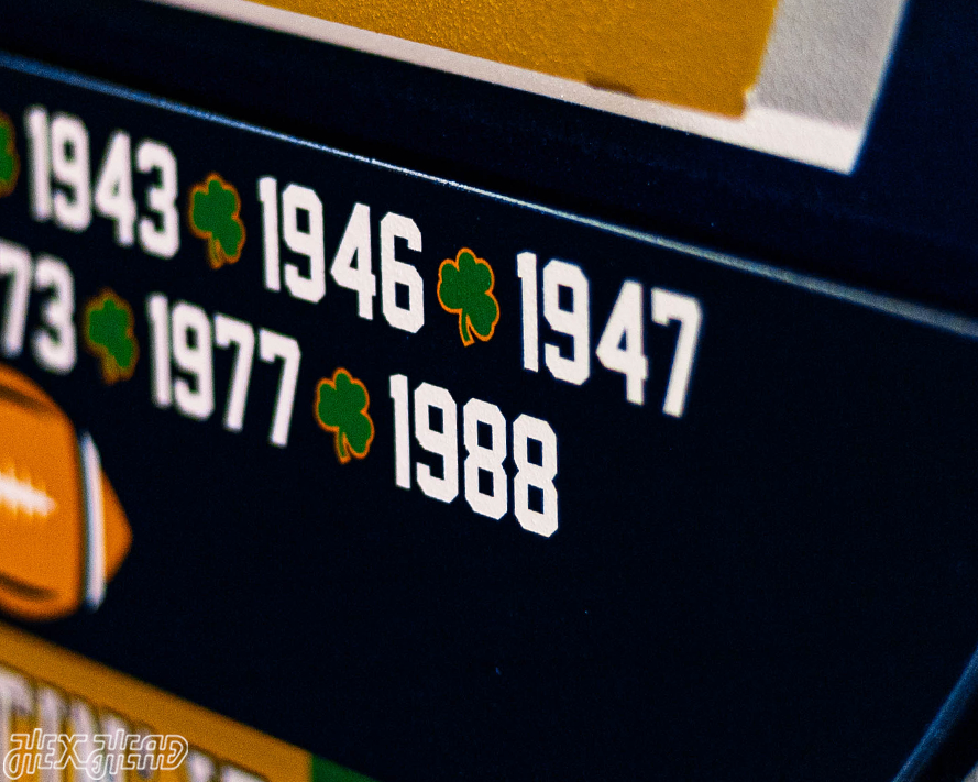 Notre Dame DYNASTY - Football National Champions Wins w/ Replaceable Icon Plate 3D Vintage Metal Wall Art