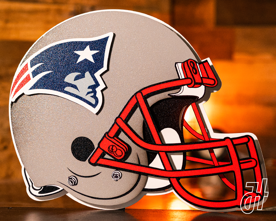 BLITZ Collection - 8 Layer New England Patriots Helmet 3D Vintage Metal Wall Art