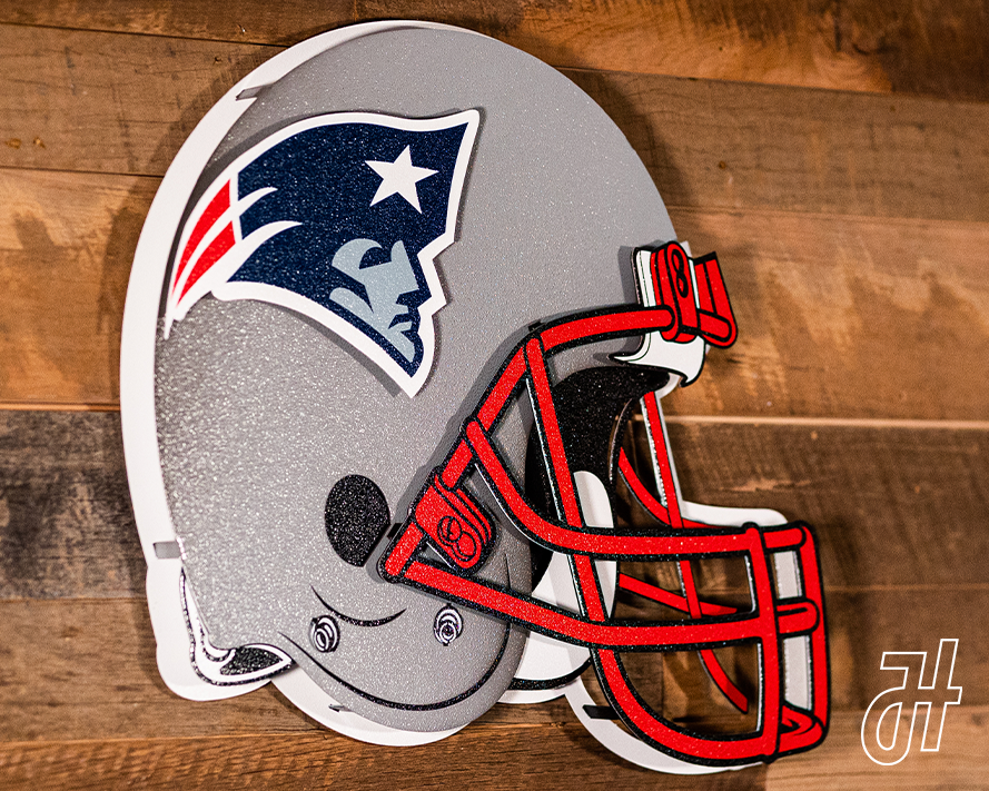 BLITZ Collection - 8 Layer New England Patriots Helmet 3D Vintage Metal Wall Art