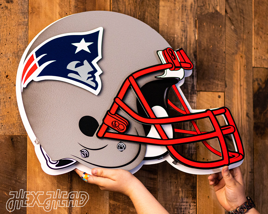 BLITZ Collection - 8 Layer New England Patriots Helmet 3D Vintage Metal Wall Art