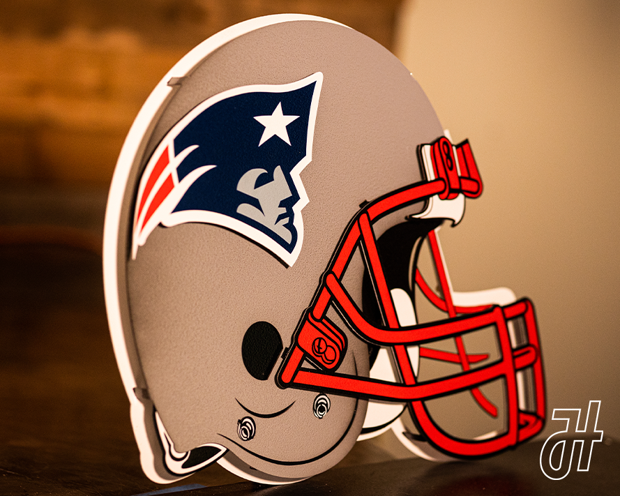 BLITZ Collection - 8 Layer New England Patriots Helmet 3D Vintage Metal Wall Art