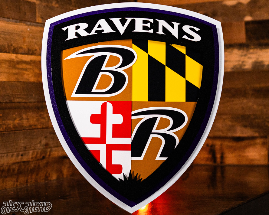Baltimore Ravens "Shield" 3D Vintage Metal Wall Art
