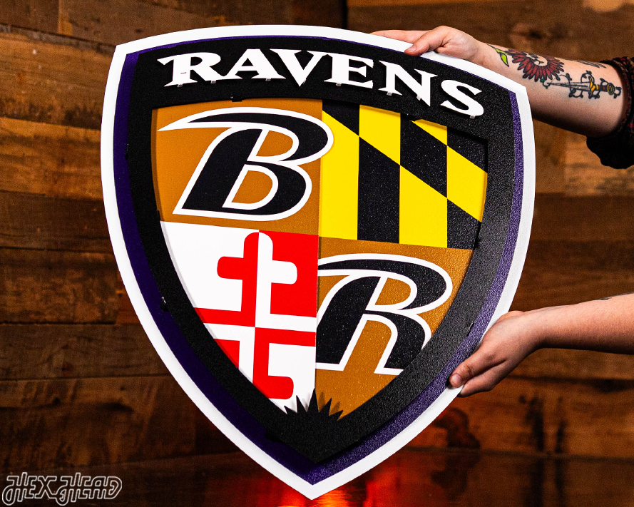Baltimore Ravens "Shield" 3D Vintage Metal Wall Art