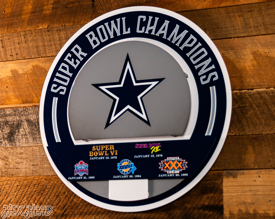 Dallas Cowboys DYNASTY - Super Bowl Wins w/ Replaceable Icon Plate 3D Vintage Metal Wall Art