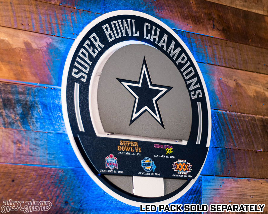 Dallas Cowboys DYNASTY - Super Bowl Wins w/ Replaceable Icon Plate 3D Vintage Metal Wall Art