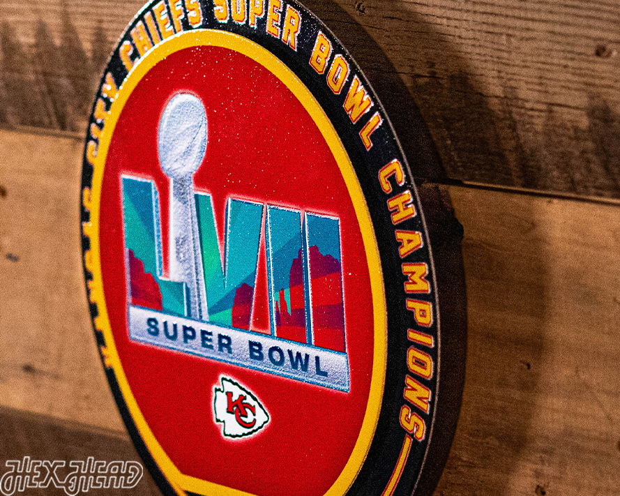 Kansas City Chiefs SUPER BOWL LVII CHAMPIONS "Double Play" On the Shelf or on the Wall Art